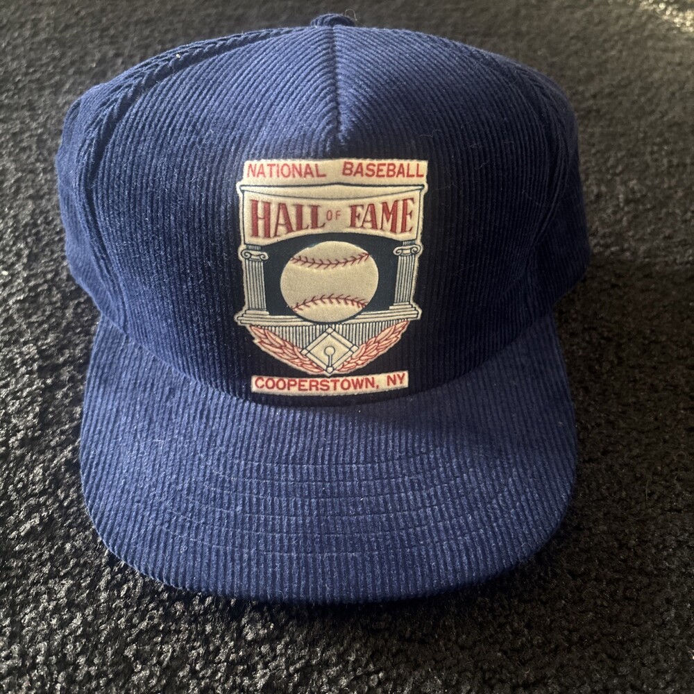 Vintage National Baseball Hall of Fame Cooperstown Corduroy SnapBack Hat Cap